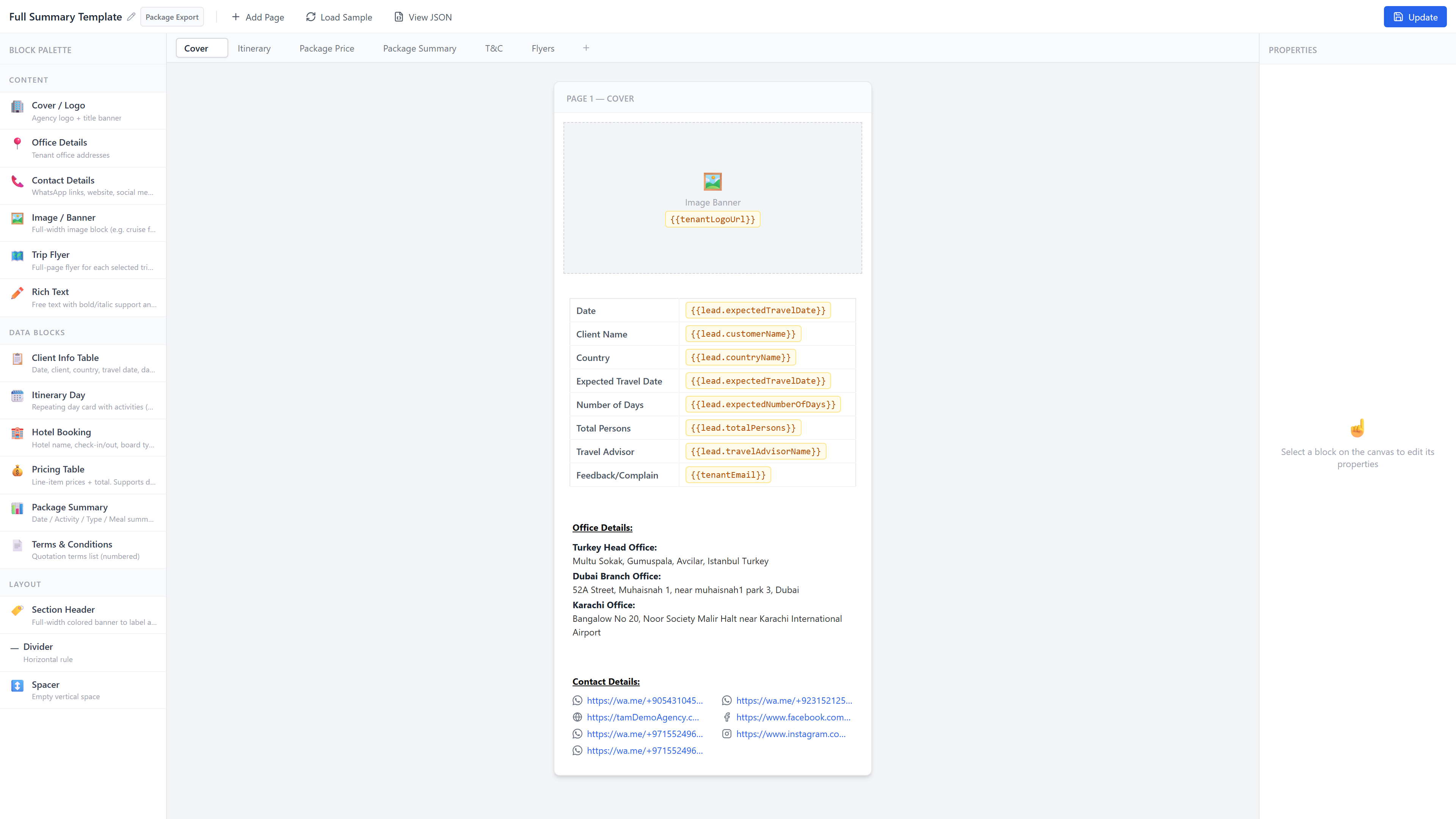 Drag and drop invoice template builder